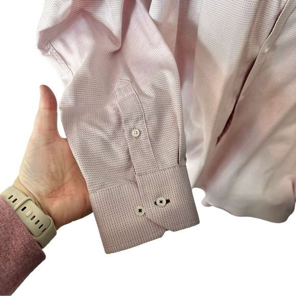 FORSYTH OF CANADA Non Iron Tailored Fit Shirt Size 18 36/37 100% Cotton Pink - Picture 3 of 9
